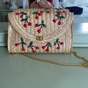 Adorable wicker cherry bag